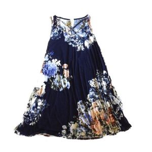 Floral Flowy stretchy blue dress small NWOT